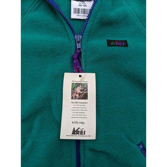NWT NEW! REI Green Hooded Full Zip Fleece Jacket Youth Kids XS 4-5 Made in USA - Picture 3 of 6